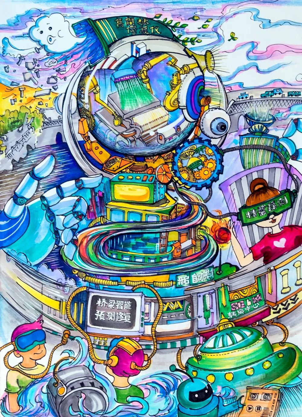 科技与艺术的跨界交响，现代创作画中的科技元素探索,在科技进步的浪潮中，我们的生活被各类高科技产品所环绕，这种科技的渗透不仅深刻地改变了我们的日常生活方式，更为艺术创作开辟了全新的视野，在现代艺术创作中，科技元素的巧妙融合已演变成一种独具魅力的艺术风格，吸引了众多艺术家的目光和尝试，本文将深入探讨科技元素在现代艺术创作中的应用及其产生的深远影响。,科技元素创作画,第1张